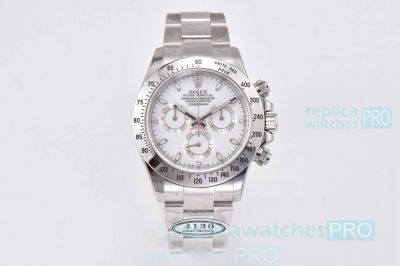 1:1 Super Clone Clean Factory Rolex Cosmo Daytona 116520 Cal.4130 Watch in 904l Steel with White Dial
